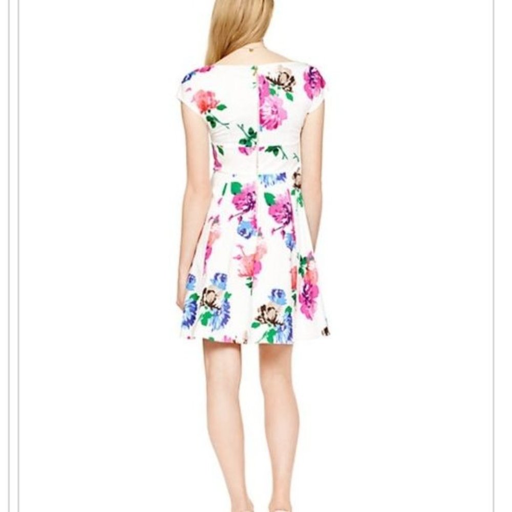 Kate Spade NWT Floral Dress White Blooms Fit and Flare Pink 0 - Picture 4 of 10